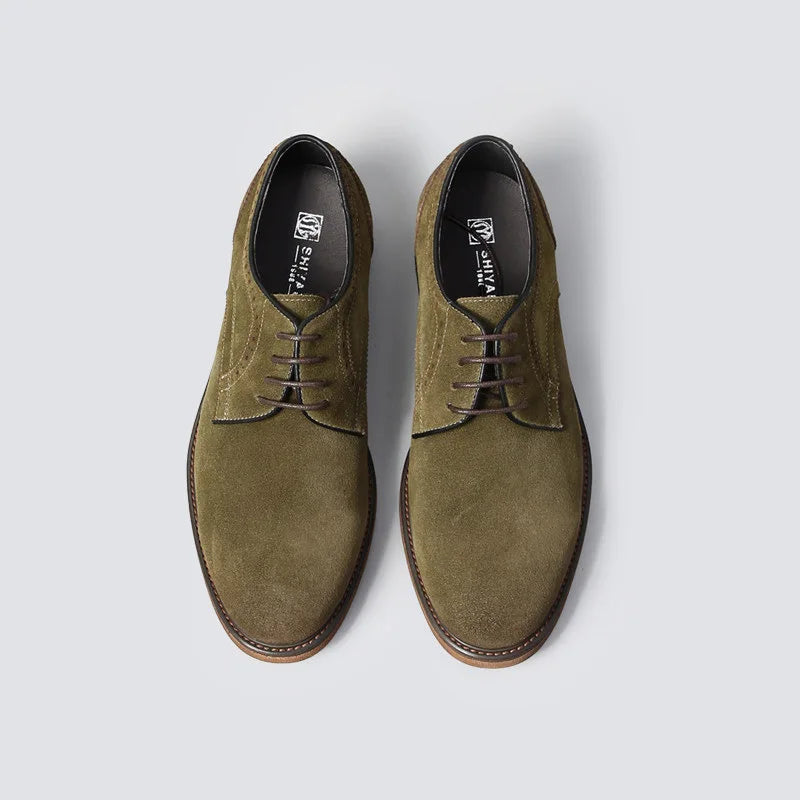 Oliva - Men's Genuine Suede Brogue Derby Shoes - Ashour Shoes