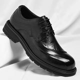 Stile - Men's Burnished Leather Lace-Up Oxford Dress Shoes with Chunky Sole - Ashour Shoes