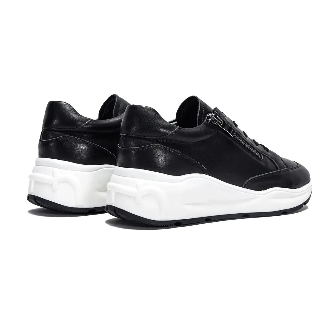 Zenith - Women's Casual Leather Platform Sneakers with Side Zipper