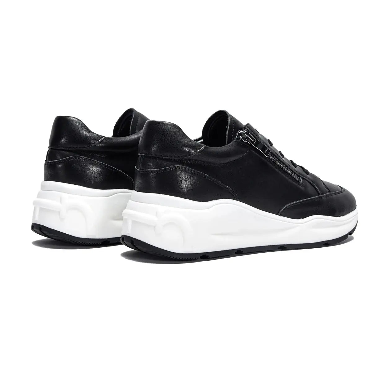 Zenith - Women's Casual Leather Platform Sneakers with Side Zipper - Ashour Shoes