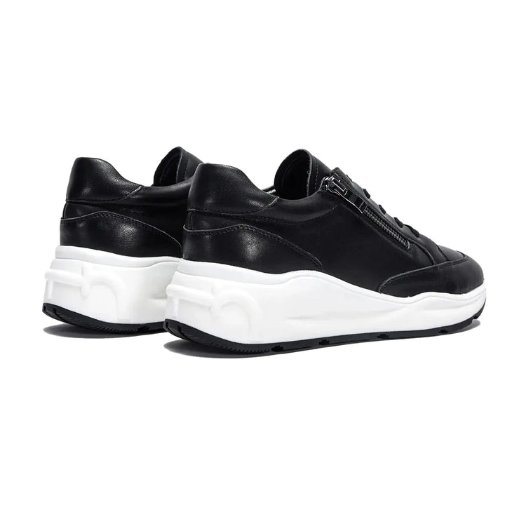 Zenith - Women's Casual Leather Platform Sneakers with Side Zipper