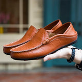 Comodo - Men's Dark Blue Leather Driving Loafers - Ashour Shoes
