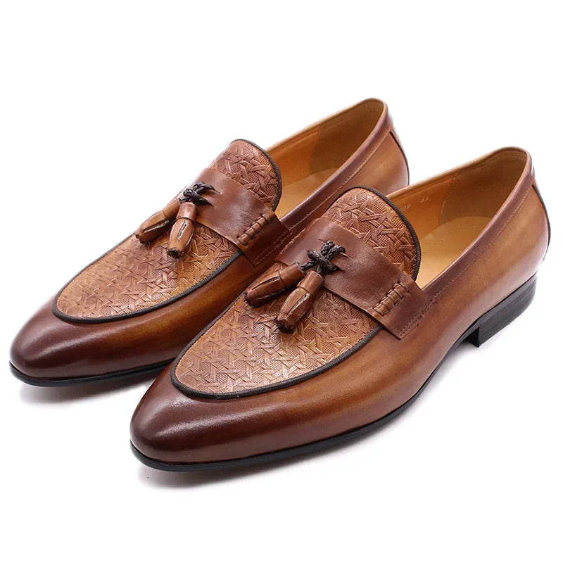 Maestro - Men's Hand-Painted Genuine Leather Tassel Loafers - Ashour Shoes