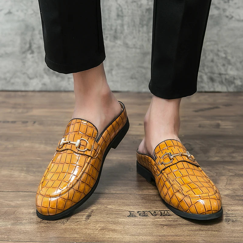 The Tamer 2 -  Leather Men’s Mules/ backless loafers with an alligator print