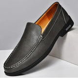 Sereno2 - Men's Blue PU Leather Slip-On Driving Moccasin Loafers - Ashour Shoes