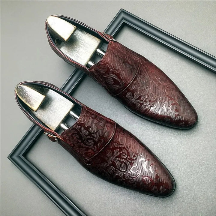 Il corso 3 - Fashionable Leather Monkstrap with print for men - Ashour Shoes