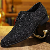 Scintillante - Men's Dazzling Gold Sequin Oxford Dress Shoes - Ashour Shoes