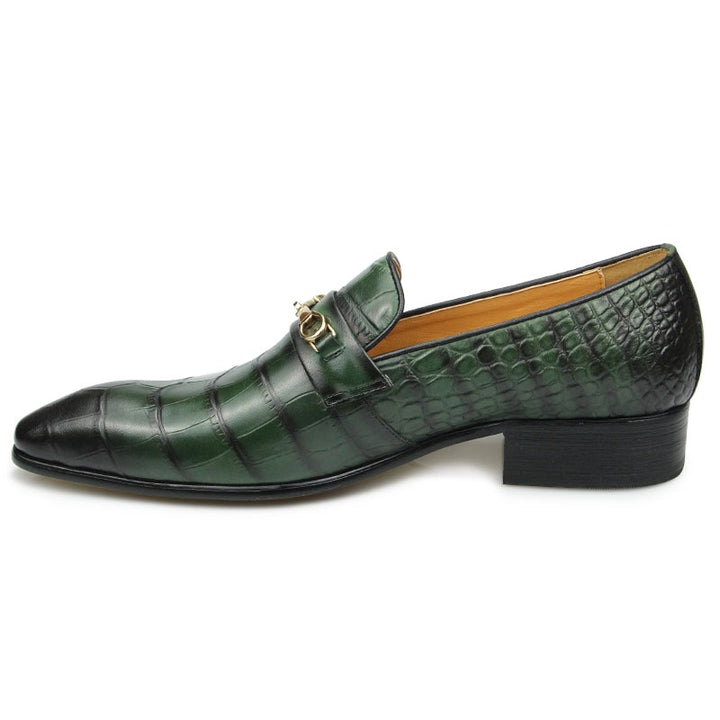 The coccodrillo 2 - Crocodile pattern leather loafers for men