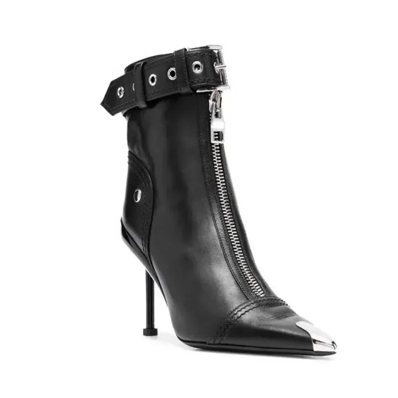 POX5 - Red bottom Stiletto shoes for women with a buckle and a zipper closure - Ashour Shoes
