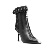 POX5 - Red bottom Stiletto shoes for women with a buckle and a zipper closure - Ashour Shoes