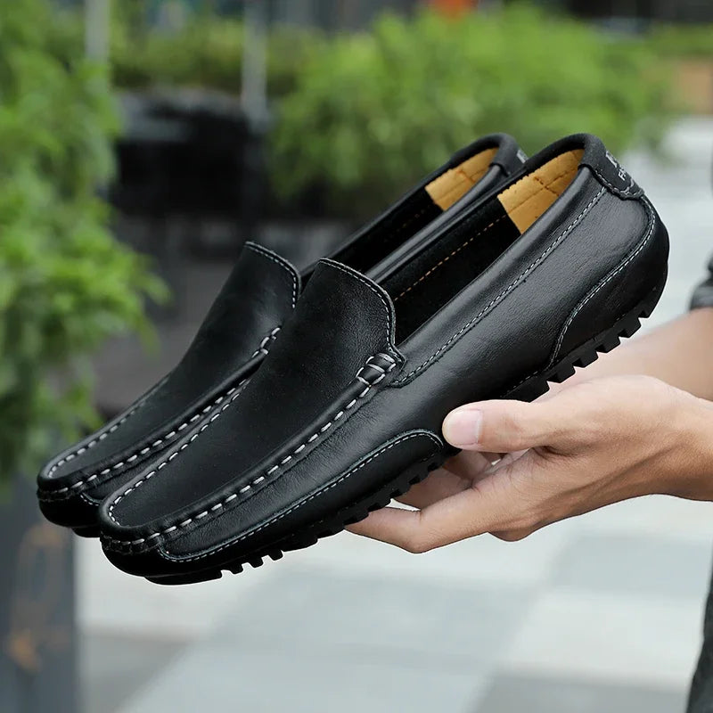 Stile - Men's Breathable Genuine Leather Driving Loafers - Ashour Shoes