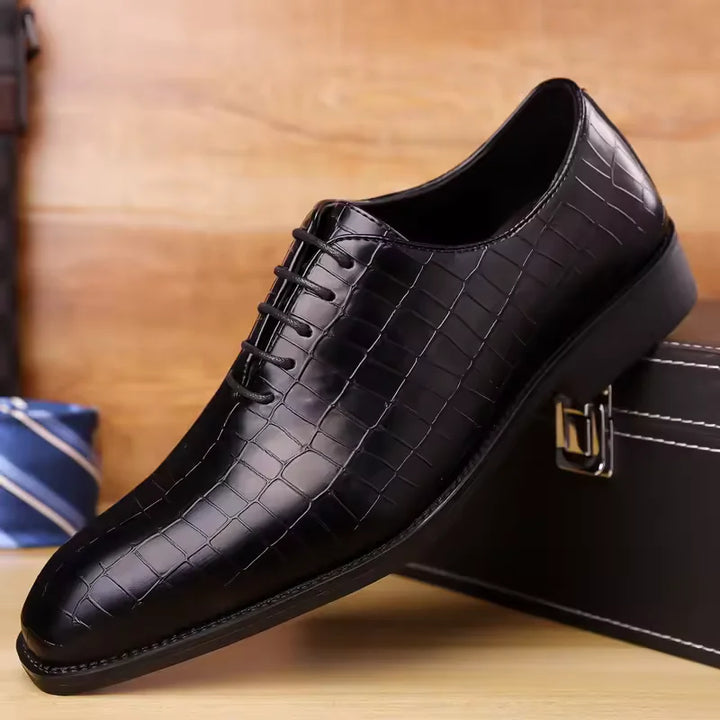 Distinto - Men's Crocodile Embossed Leather Oxford Dress Shoes