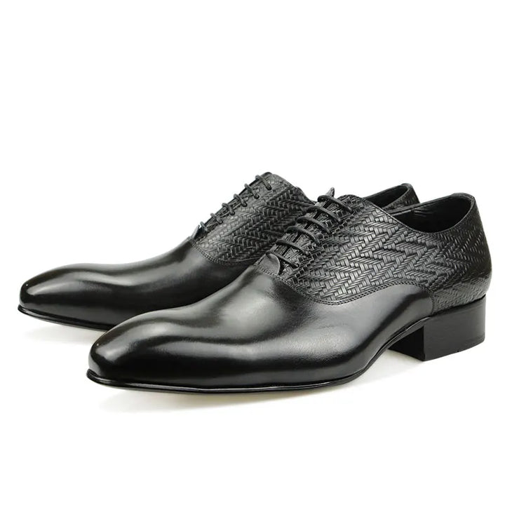 simaya - leather oxford dress shoes. textured detailing. Big sizes.