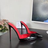 POX3 - Red Bottom High Heels in Patent Leather Pointed Toe Stiletto Pumps for Women - Ashour Shoes