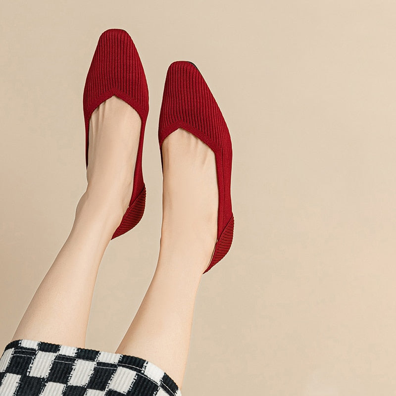 The EcoStride - Square-Toe V-Cut Flats Cruelty-free footwear For Women