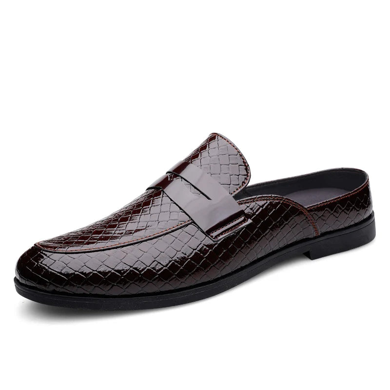 Lucido - Men's Patent Croc-Effect Slip-on Mule Loafers - Ashour Shoes