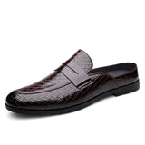 Lucido - Men's Patent Croc-Effect Slip-on Mule Loafers - Ashour Shoes
