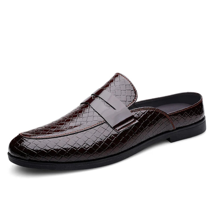 Lucido - Men's Patent Croc-Effect Slip-on Mule Loafers