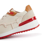 Vivida - Women's Cream & Red Microfiber Fashion Sneakers - Ashour Shoes
