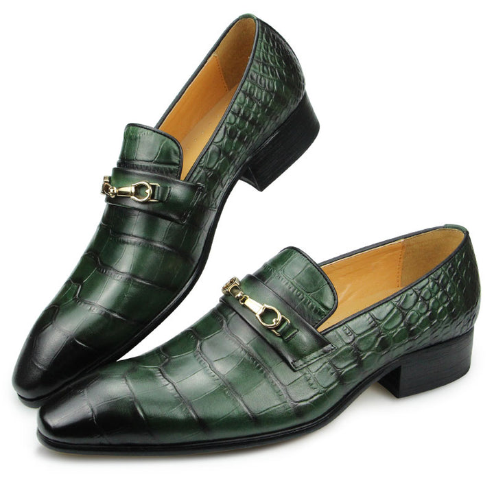 The coccodrillo 2 - Crocodile pattern leather loafers for men