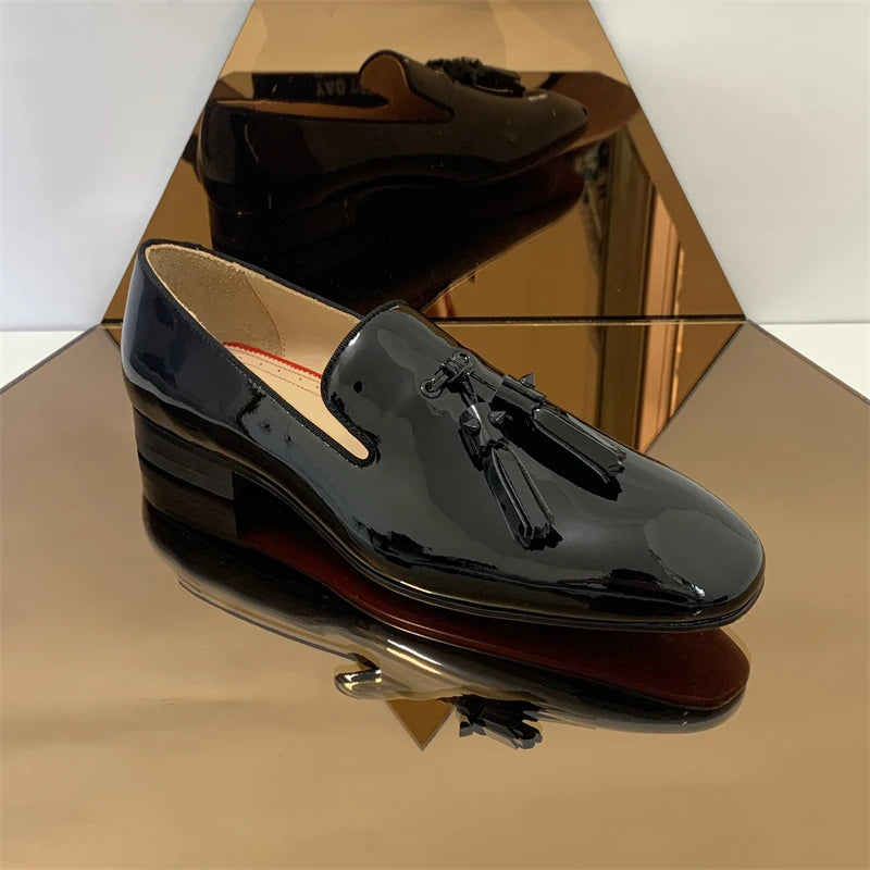 Rossi X1 - Handmade red bottom sole leather tassel loafers for men - Ashour Shoes