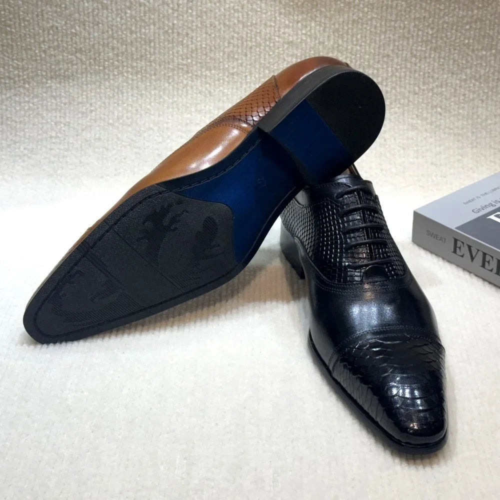 Lirona - Men-s leather oxford dress shoes in brown or black