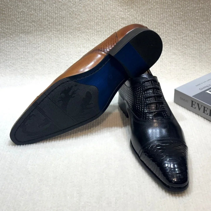 Lirona - Men-s leather oxford dress shoes in brown or black