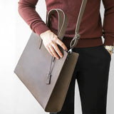 Suma - Men's Vegan Leather Tote Bag – Stylish Vintage Handbag for Everyday Versatility - Ashour Shoes
