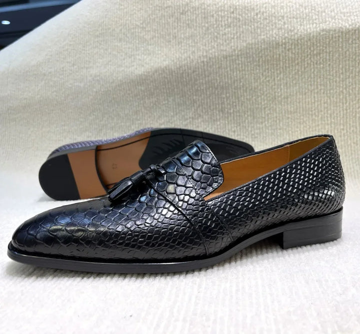 Virello2 – Men’s leather Snake/Python Print Slip-On loafers shoes
