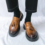 Stile - Men's Polished Leather Chunky Tassel Loafers - Ashour Shoes