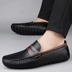 Guida - Men's Split Leather Slip-On Driving Moccasin Loafers - Ashour Shoes