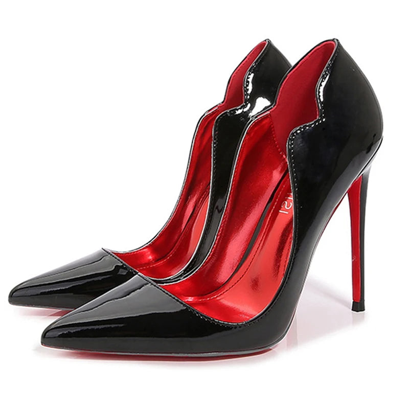 POX Luxx - Elegant red bottom/inner stiletto heels for women (12cm) - Ashour Shoes