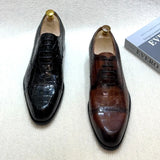 Alligatore - Men's Luxury Crocodile Embossed Leather Cap Toe Oxfords - Ashour Shoes