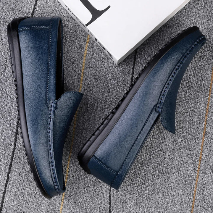 Azzurro - Men's Genuine Leather Slip-On Driving Loafers