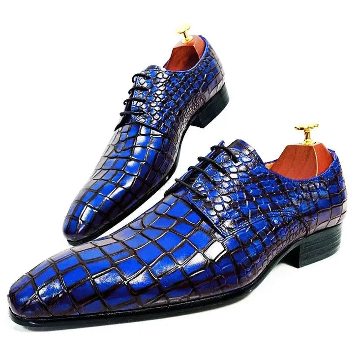 The Ragno - Alligator print elegant leather derby dress shoes - Ashour Shoes