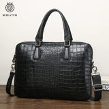 Recondia - Men's Crocodile print Leather shoulder bag – Elegant 14-Inch Laptop cross body Bag - Ashour Shoes