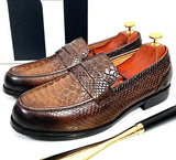 The cenu - Alligator print leather penny loafers for men - Ashour Shoes