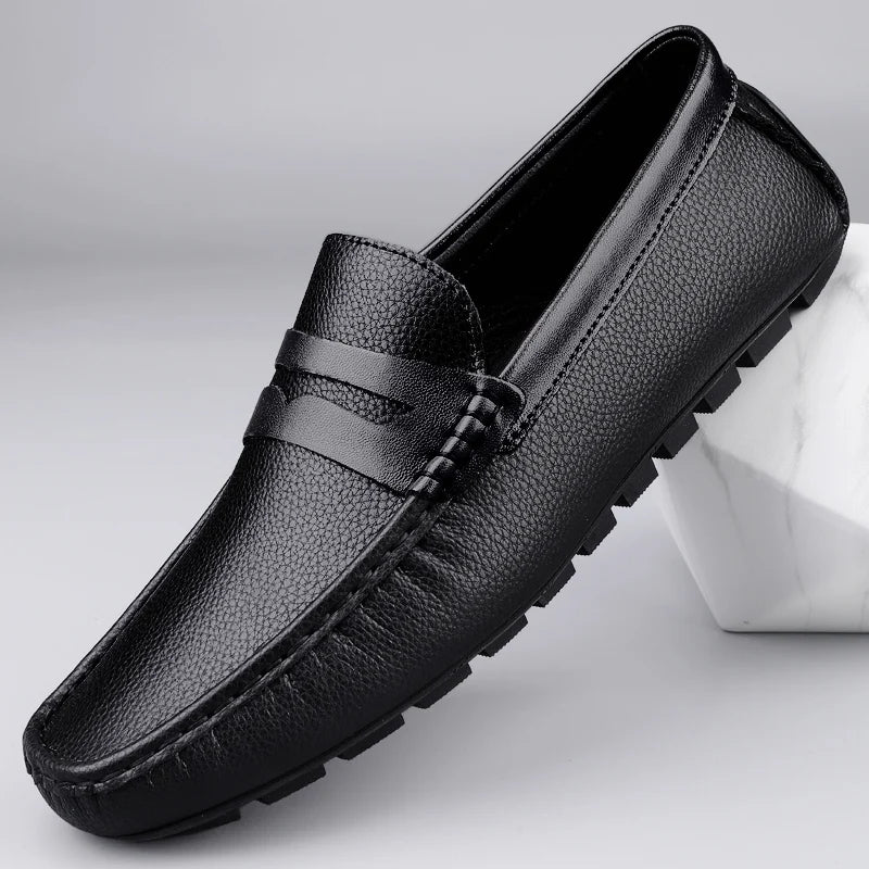 Guida - Men's Split Leather Slip-On Driving Moccasin Loafers - Ashour Shoes