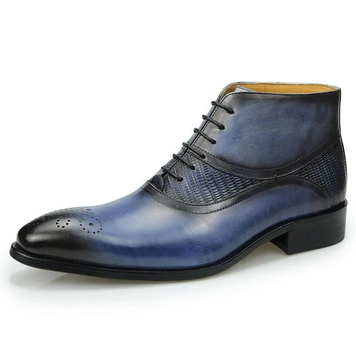 The Ardito - Brogue two tone leather boots for men - Ashour Shoes