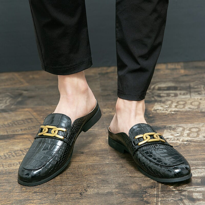 il lusso M - Crocodile Pattern Leather Mules backless loafers/Slippers for Men - Ashour Shoes