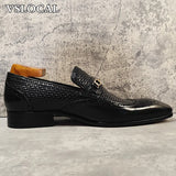 Nobile - Men's Black Genuine Leather Wingtip Horsebit Loafers - Ashour Shoes