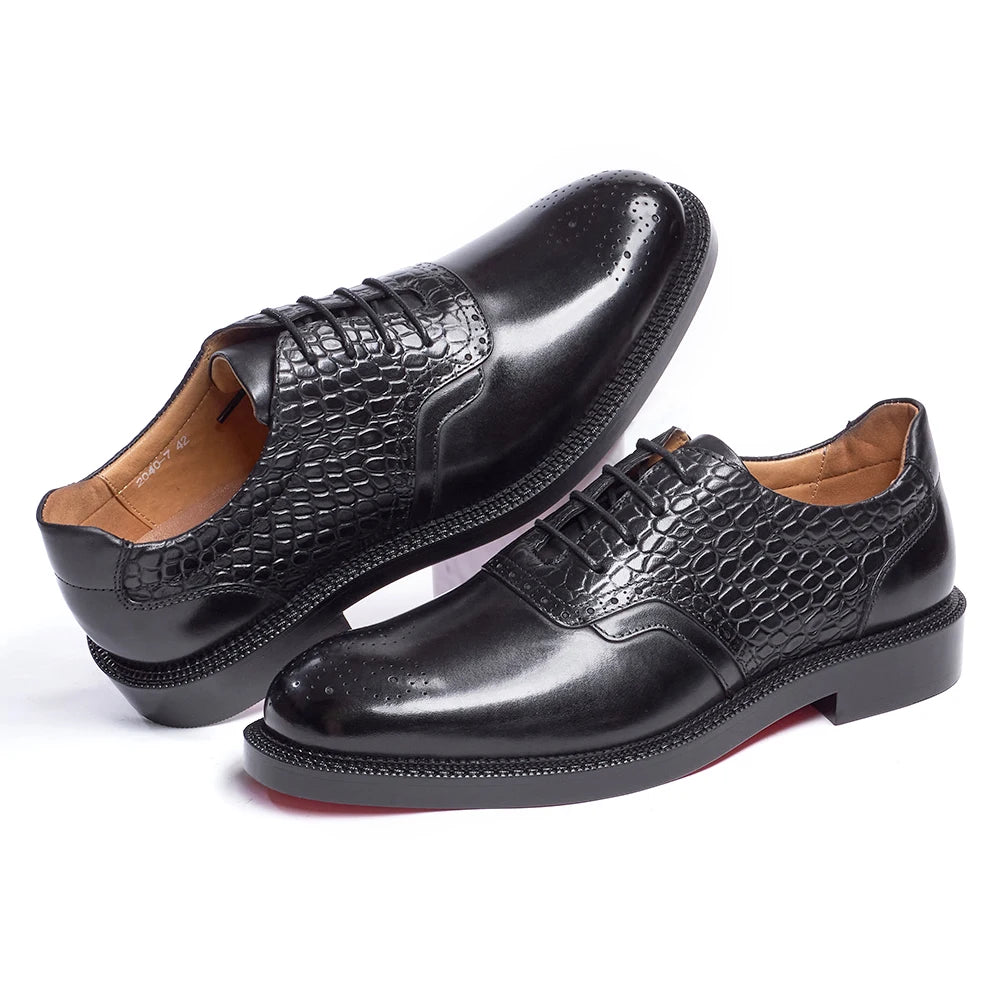 Aurelio – Men’s red bottoms sole shoes - Dual-Leather Oxford Shoes - Ashour Shoes