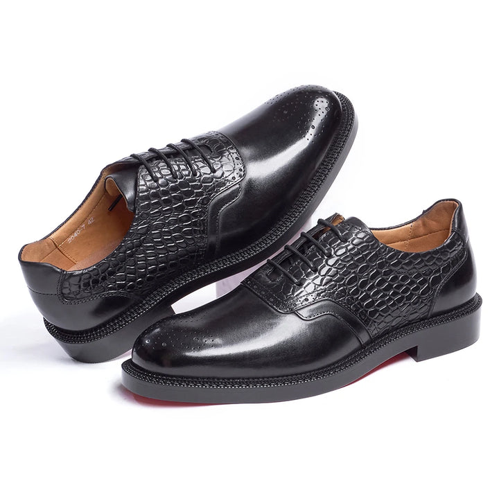 Aurelio – Men’s red bottoms sole shoes - Dual-Leather Oxford Shoes