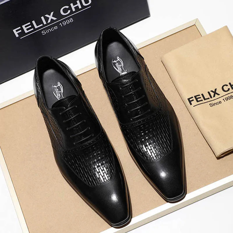 Stile - Men's Elegant Genuine Leather Woven Oxford Dress Shoes - Ashour Shoes