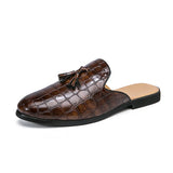Momo A - Tassel patent leather mules for men/Stylish open back loafers - Ashour Shoes