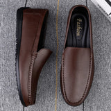 Azzurro - Men's Genuine Leather Slip-On Driving Loafers - Ashour Shoes