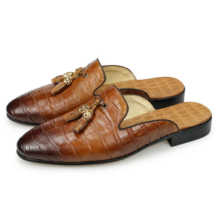 Drillo 2 - Alligator print leather mules/Backless loafers for men - Ashour Shoes