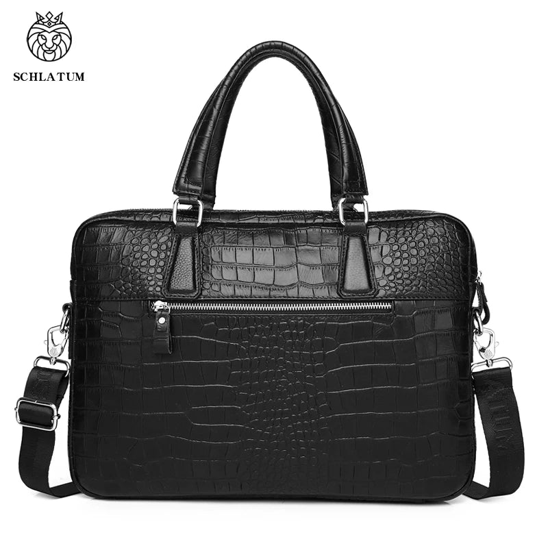 Recondia - Men's Crocodile print Leather shoulder bag – Elegant 14-Inch Laptop cross body Bag - Ashour Shoes
