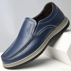 Sportivo - Men's Casual Blue Genuine Leather Moc Toe Loafers - Ashour Shoes