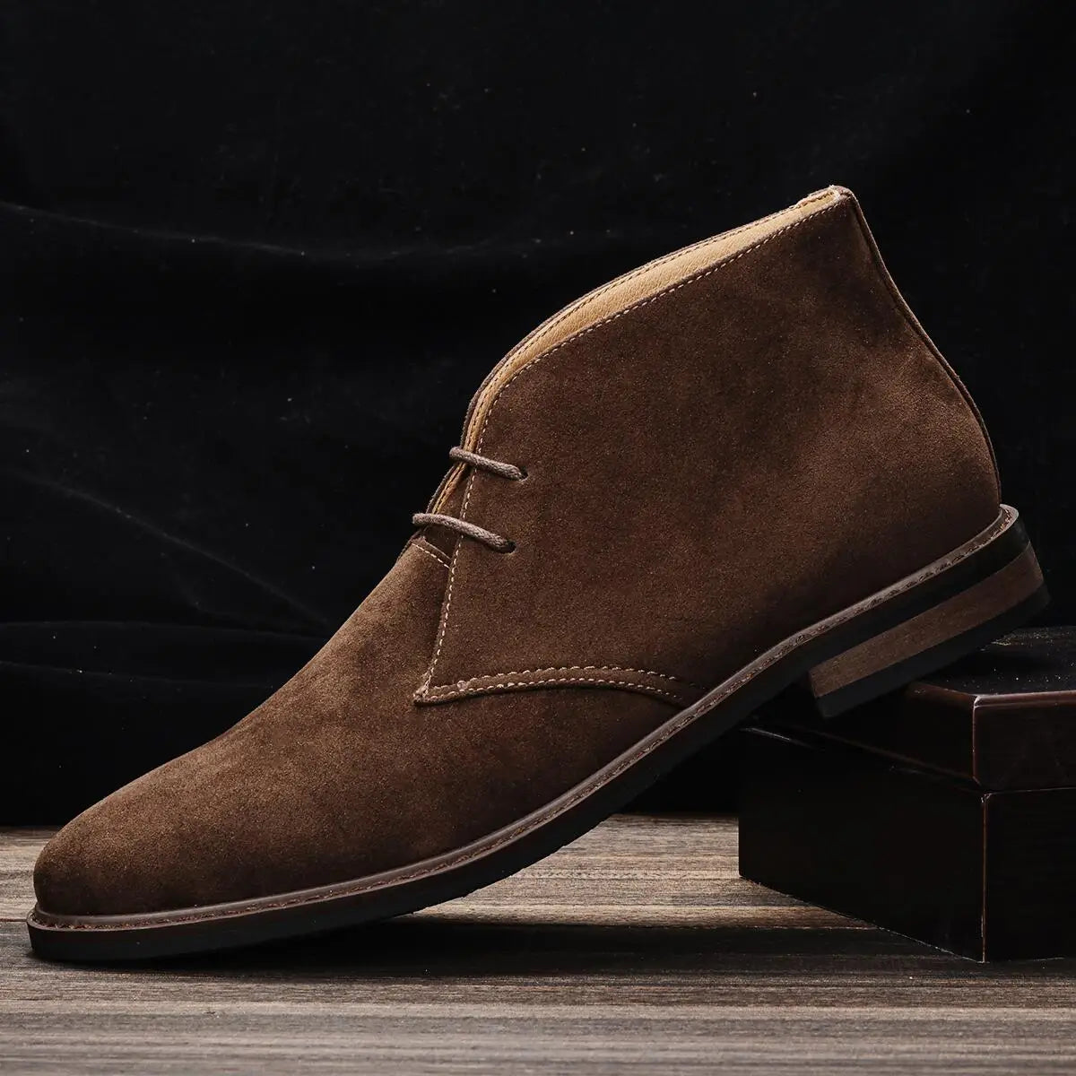 Vagabondo - Men's Classic Brown Suede-Texture Desert Ankle Boots - Ashour Shoes